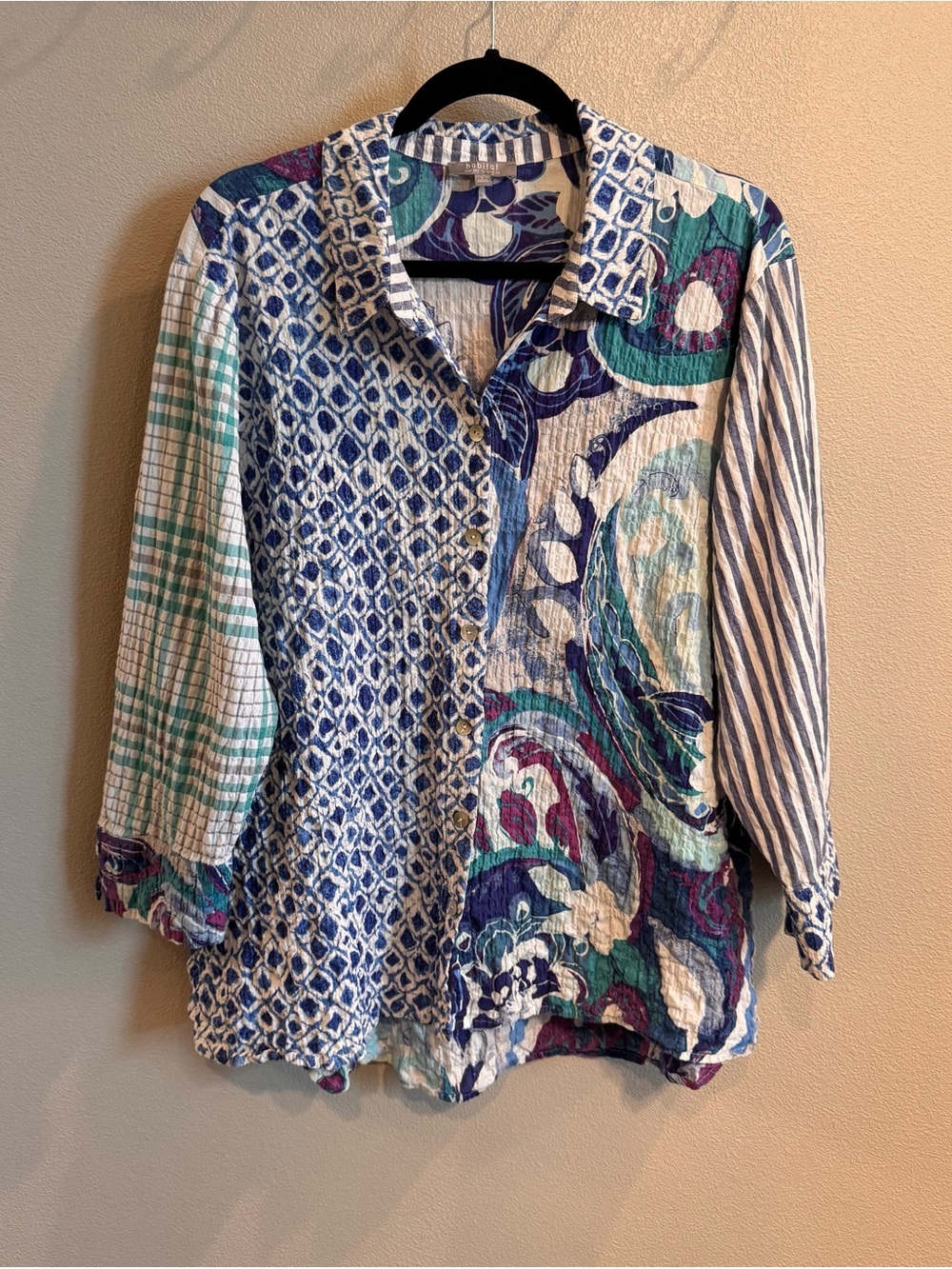 Habitat Blue Multi Patchwork Button-Down Shirt